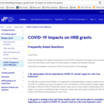 COVID-19 Impact on active grants – dedicated FAQ webpage